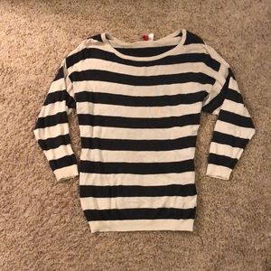 Cream/dark grey striped oversized sweater